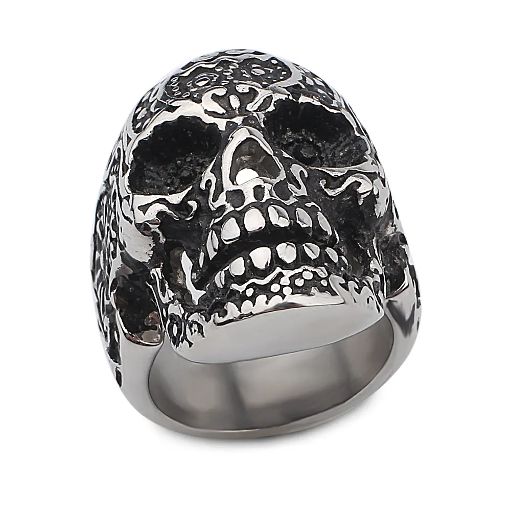 Hoge Kwaliteit Custom Gegoten Rvs Goth Punk Stijl Schedel Cool Mannen Ring