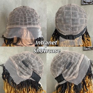Perruque synthétique tressée sans colle de 14 pouces, effet fausses locks, densité 180 %, fibre haute température, pour femmes africaines - Product Image 5