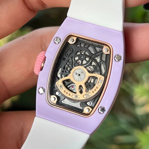 High-end Designer RM07-03 Gradient Vortex Dial Mechanical <b>Watch</b>, High-Quality White Ceramic Luxury Ladies Wristwatch - Product Image 5