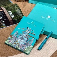Coffret Cadeau 2 Pièces : Carnet en Cuir PU et Stylo Roller avec Illustration Graffiti Turquoise – Souvenir Publicitaire en Gros