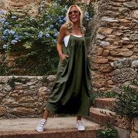 Robe Salopette Décontractée et Polyvalente à Col Carré pour Femmes Rondes – Tendance et Confortable
