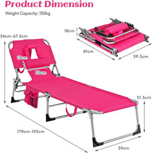 Chaise longue d'extérieur pliable et inclinable, portable et réglable, pour pelouse, piscine, patio, jardin, cour, plage, chaise <span class=keywords><strong>de</strong></span> <span class=keywords><strong>bronzage</strong></span> - Product Image 2