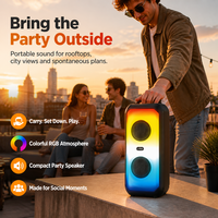 Speaker Portabel HANSUO HS-TD04A6-B Dual 4 Inch dengan Baterai Rechargeable 1800mAh, Lampu RGB, USB, FM, dan Rekaman