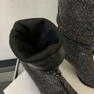 Bottines à talons hauts en strass de luxe pour femmes, automne-hiver, bout pointu, design moderne, scintillantes, sexy, bottines courtes pour femmes - Product Image 5