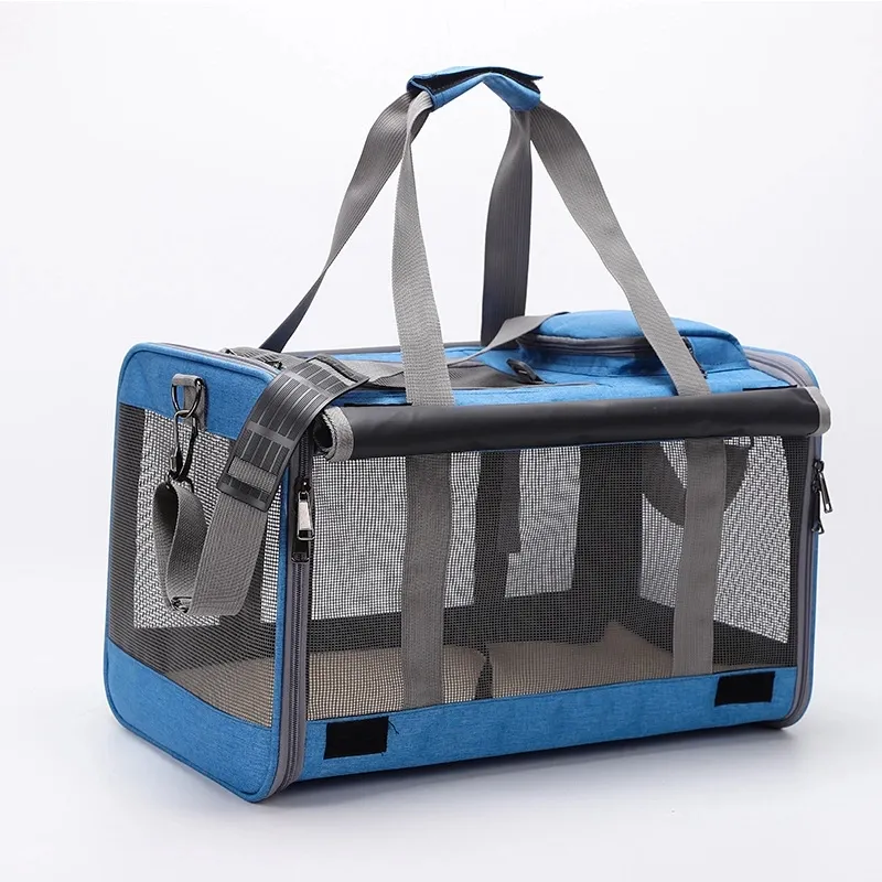 OEM Fiber Plastic Polyester Breathable Airline Approved Portable Travel Pet Carrier Bag For Cats and Small Medium Dogs