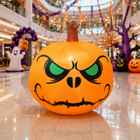 Tête de citrouille gonflable d'Halloween, modèle lumineux pour extérieur, accessoire de décoration amusant pour fête