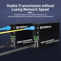 ZoeRax HTB-GS-03AB Paire de convertisseurs de média adaptatifs Gigabit 10/100/1000 Mbps Fibre Optique Émetteur-récepteur Ethernet SC Monomode RJ45
