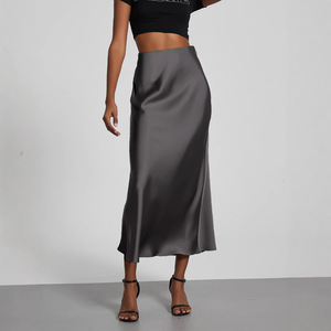 <span class=keywords><strong>Jupe</strong></span> en satin mi-longue élégante pour <span class=keywords><strong>femme</strong></span> Texture soyeuse amincissante lisse pour l'été - Product Image 3