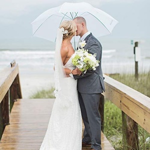 ร่มพับใส 23 นิ้ว พลาสติกใสสีขาว ด้ามจับแบบ J Hook วัสดุ POE เปิดอัตโนมัติ ร่มตรง - Product Image 2