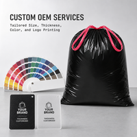 Sacs poubelles noirs personnalisés en PEHD robuste avec cordon de serrage, lot de 50, pour usage en cuisine