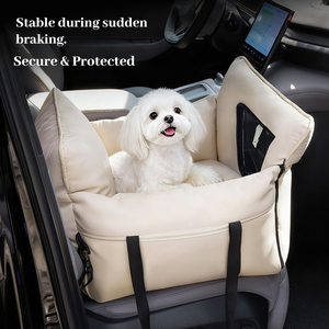 Petop Siège de <span class=keywords><strong>Voiture</strong></span> 2-en-1 pour <span class=keywords><strong>Chien</strong></span>, Lit de Voyage Imperméable en Cuir PU avec Fenêtre en Maille et Fermeture Éclair, Style Découpé pour Petits Chiens/Chats - Portable - Product Image 2