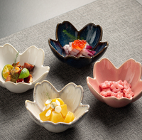 Plat à sauce en céramique en forme de fleur de cerisier, style japonais, petit bol à trempette, mini plat en porcelaine, plateau à bijoux
