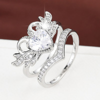 Élégant Ensemble Cœur Cygne Plaqué Or Raffiné pour Couples – Bagues de Mariage pour Femme, Design de Niche Premium, Bijoux Tendance