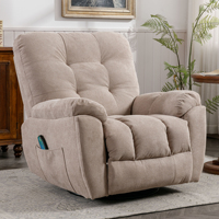 Canapé inclinable en tissu confortable VANBOW, massage par vibration à 8 points, siège chauffant, fauteuil pivotant à bascule pour personnes âgées, utilisation à domicile
