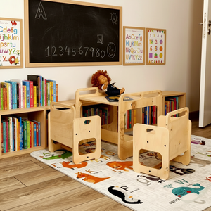 Juego de Mesa y Silla para Niños <span class=keywords><strong>Montessori</strong></span>, Mesa de Juego de Madera para Niños Pequeños, Preescolar, 2 Años - Product Image 3
