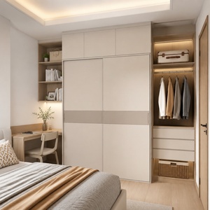 Armoire coulissante autoportante sur mesure pour chambre à coucher, placard intégré, meuble de rangement, étagère ouverte, unité de bureau pour petit salon - Product Image 2