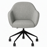 Fauteuil moderne nordique en tissu beige avec mousse injectée, idéal pour les bureaux, les salles d'attente et les projets de réception (chaises visiteurs)