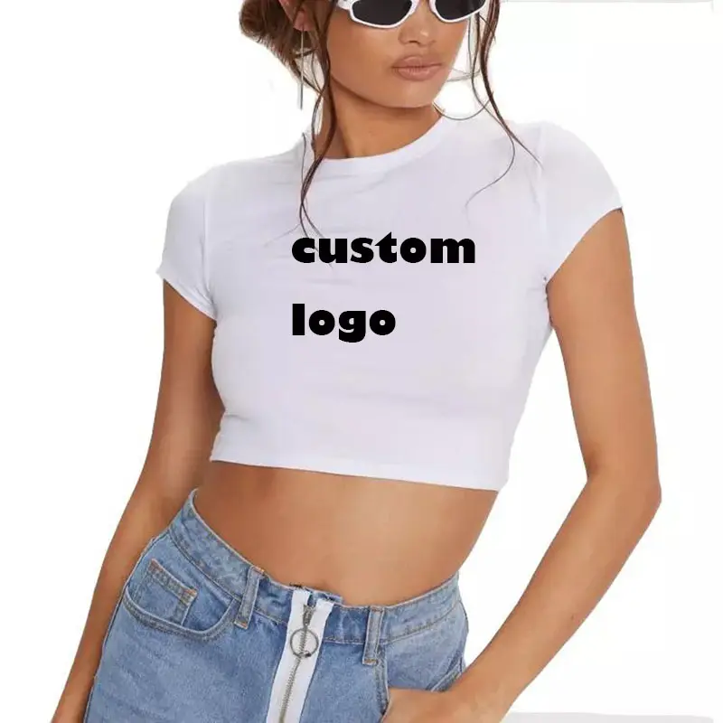 Fashion latest design crop top slim fit cotton Women's Crop t shirt