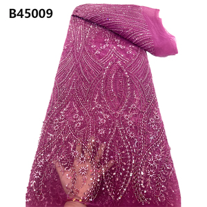CHOCOO, buen precio, tela de encaje nupcial africano, tela de encaje con cuentas de secuencia blanca bordada para mujer - Product Image 5