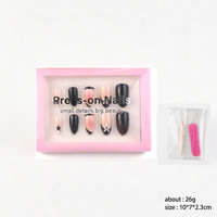 Faux ongles à presser en amande, motif cerise minimaliste, kit d'ongles amovibles style français pour femmes, manucure DIY, vente en gros pour salons