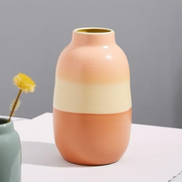 Vase à plantes en céramique cylindrique segmenté de couleur dégradée bohème-Décor artistique pour vase de table d'espaces élégants