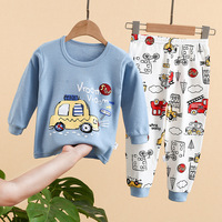 Set Pigiama 2 Pezzi in Cotone per Bambini, Alta Qualità, Traspirante, Ecologico, Termico, Autunnale, Maniche Lunghe, Stampa Cartoni Animati per Ragazze e Ragazzi