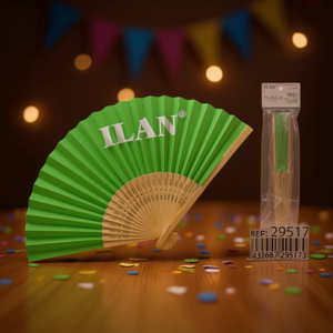 Ventaglio di Carta Iln 21 Cm Verde, Accessorio per Feste - Product Image 2