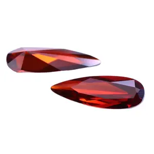 Spot Großhandel Long Pear Cut Granatapfel Red Zircon Plus Drop Cut Crimson Zirkon Loose Stone Großes Inventar
