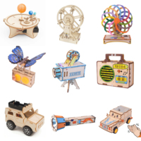 Kit Scientifique Éducatif STEM, Voiture en Bois Miniature Découpée au Laser 3D, Jouet d'Apprentissage DIY