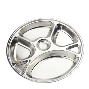 Placa de acero inoxidable dividida para estudiantes, bandeja de comida de alta calidad, con compartimentos ovales - Product Image 3