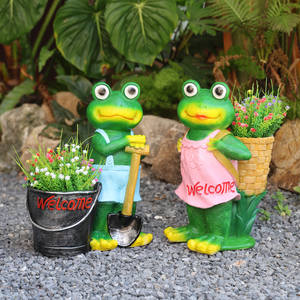 Escultura de Rana de Resina, Decoración de Jardín Impermeable, Adornos de Macetas con Forma de Animales Lindos para Decoración de Patio y Terraza al Aire Libre - Product Image 1