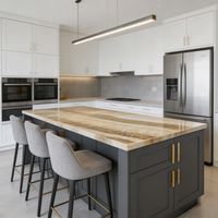 Dalle de marbre pour lavabo de salle de bain, design de comptoir, mobilier de maison, table à manger en pierre polie de luxe, veinage naturel unique pour villa