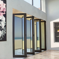 Puertas y Ventanas Plegables Fijas de Vidrio Doble, Modernas, Verticales, de Aleación de Aluminio, Insonorizadas, de Tamaño Personalizado, para Uso Exterior