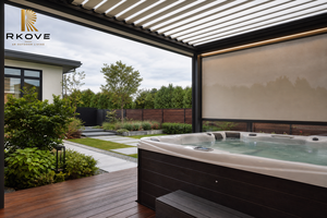 Pérgola independiente ajustable RKOVE RK-C2 con persianas y pantalla enrollable, pabellón exterior de aluminio para privacidad en spa. - Product Image 3