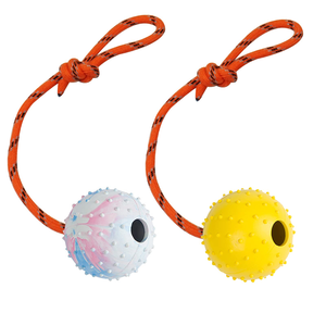 Jouet pour chien robuste pour la lutte de traction - Balle en caoutchouc interactive sur corde pour la mastication agressive et l'entraînement - Product Image 1