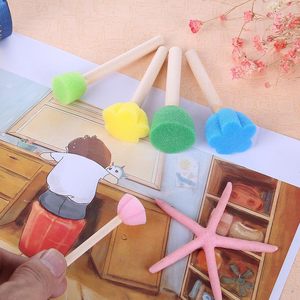 Ensemble de 5 pinceaux à peinture <span class=keywords><strong>aquarelle</strong></span> en éponge ronde pour enfants avec un art mural encadré imprimé de motifs floraux pour la décoration de la maison - Product Image 4