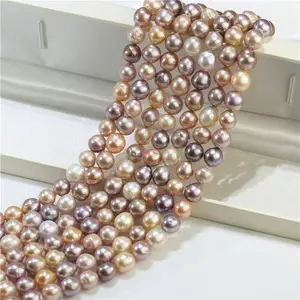 South Pearls Feirun 9-10mm Edison Pearl AA Grade Mixed Color Natural Fresh Water Pearl Strands Beads For Jewelry