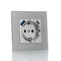 Cadre en verre Chargeur rapide modulaire Prise murale intégrée Prise de courant EU Schuko avec ports PD 20W USB Type a C
