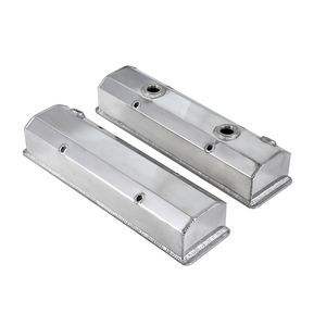 1960-1986 SBC 283-400 <span class=keywords><strong>V8</strong></span> Cubiertas de válvula de aluminio fabricadas con tubos de ventilación Bloque pequeño para Chevy - Product Image 2