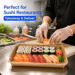 Caja de Sushi Desechable de Papel Kraft con Tapa de PET y Ventana Transparente, Envase para Comida para Llevar, para Restaurantes de Sushi, Platos y Tazones de Papel - Product Image 4