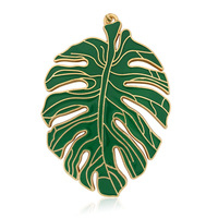 Porte-clés en métal de haute qualité, motif feuille verte de Monstera, design émaillé, bijou végétal créatif et tendance, mousqueton léger