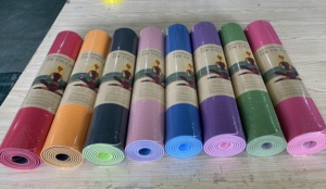 Stampa Logo personalizzata 6mm Fitness equilibrio antiscivolo verde blu rosa giallo <span class=keywords><strong>viola</strong></span> nero grigio TPE <span class=keywords><strong>Yoga</strong></span> stuoie - Product Image 5