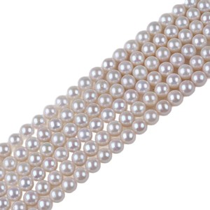 Chaîne de perles d'eau douce naturelles Zhuji 8-9 mm, rondes blanches, accessoire de bijouterie DIY, vente en gros - Product Image 5