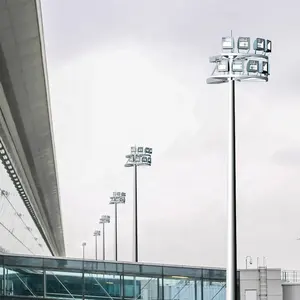 15m 18m 20m 25m 30m 35m Q235 Acier Blanc Lumière Élevée De Mât pour La Route stade de Sport Carré Port L'aéroport Parking Autoroute