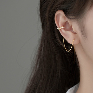 Ligne d'oreille à franges croisées Premium Sense en argent sterling en gros Boucles d'oreilles à <span class=keywords><strong>clip</strong></span> d'oreille à diamants géométriques irréguliers intégrées - Product Image 6