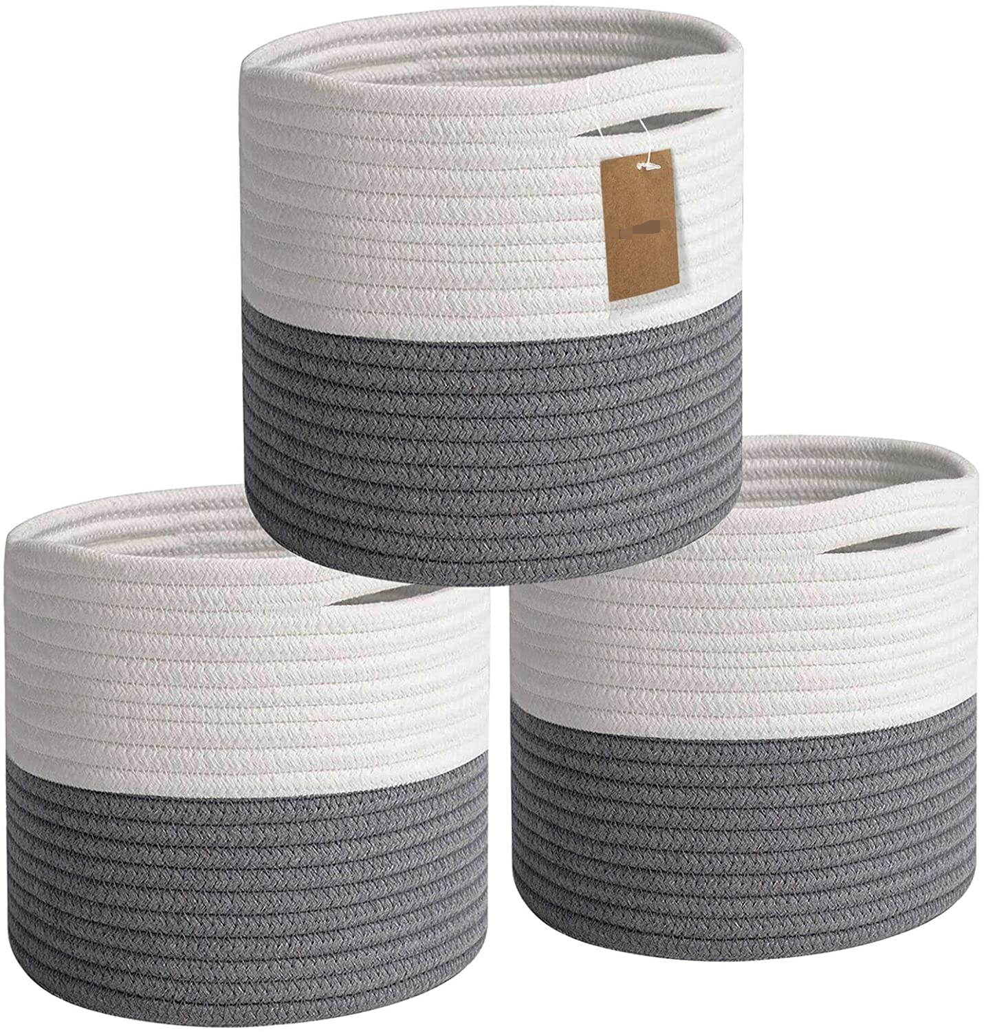 Небольшой корзина из 3 шт 11 дюймов из хлопчатобумажного каната завод ящики корзины из тканого хлопкового полотна Организатор корзины ящики для игрушек и ясли