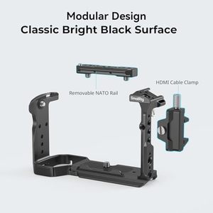 Cage SmallRig pour <span class=keywords><strong>Sony</strong></span> <span class=keywords><strong>FX30</strong></span> avec pince pour câble HDMI, surface noire classique brillante, rail NATO, conception modulaire, compatible caméra - Product Image 5
