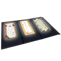 Support de menu triangulaire à 3 vues avec éclairage LED, support de table pour menu à 3 vues, présentoir de menu pour café, restaurant, dossiers de menu