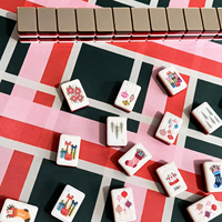 Prêt à expédier : Ensemble de Mahjong Américain de Noël, 4 couches, en acrylique, 160 pièces, avec ornements de luxe, tuiles sculptées motif Poinsettia