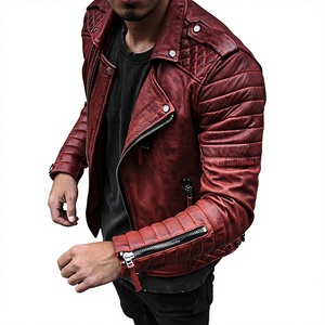 <b>Men</b> High Quality Coated Winter <b>Leather</b> <b>Jacket</b> with Zipper Front Logo Vintage Design - Product Image 1